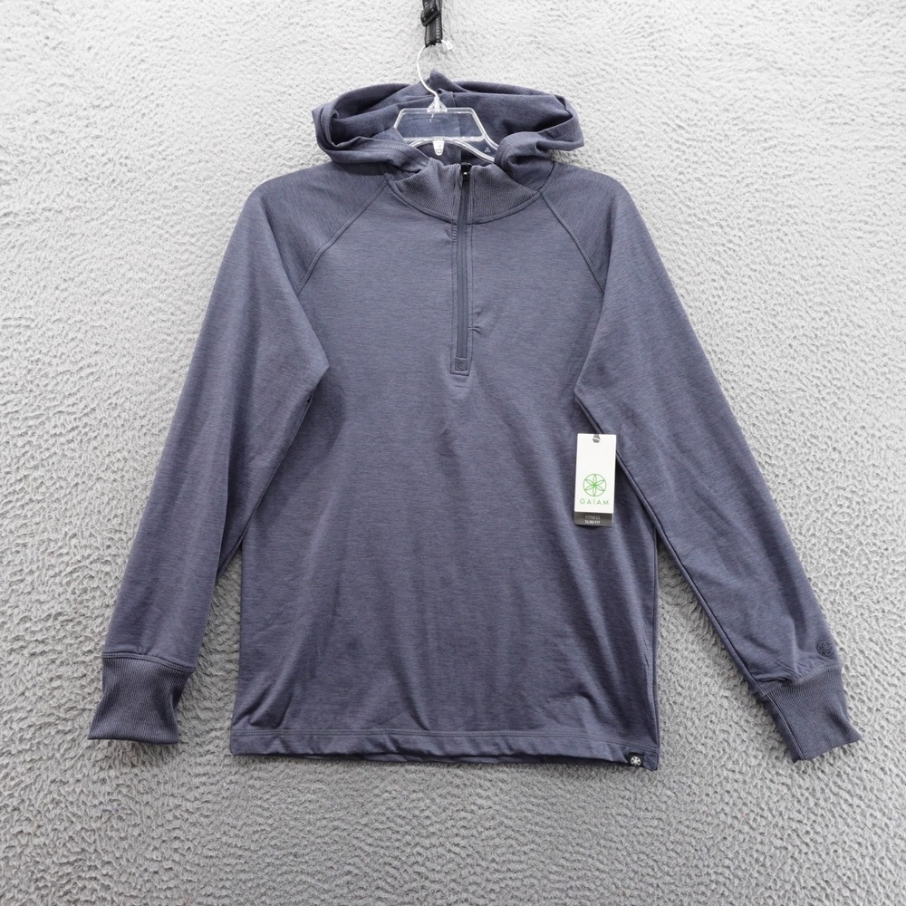 Gaiam Serenity Flow Hoodie Small Cool Gray Heather Women‎ Slim Fit Fitness Yoga